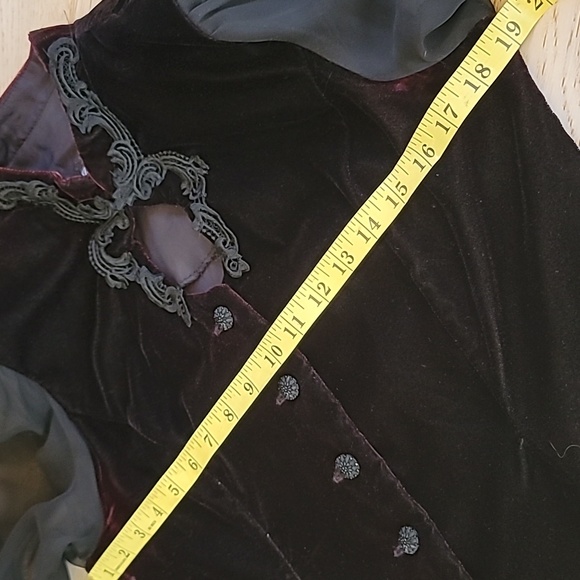 Vintage 80s Goth Velvet Blouse Victorian David Rose Night Top M - Picture 8 of 8